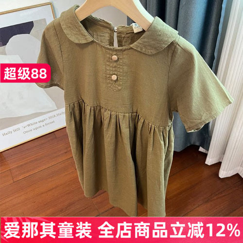 632童短袖连衣裙夏季薄款棉麻裙子110-140cm