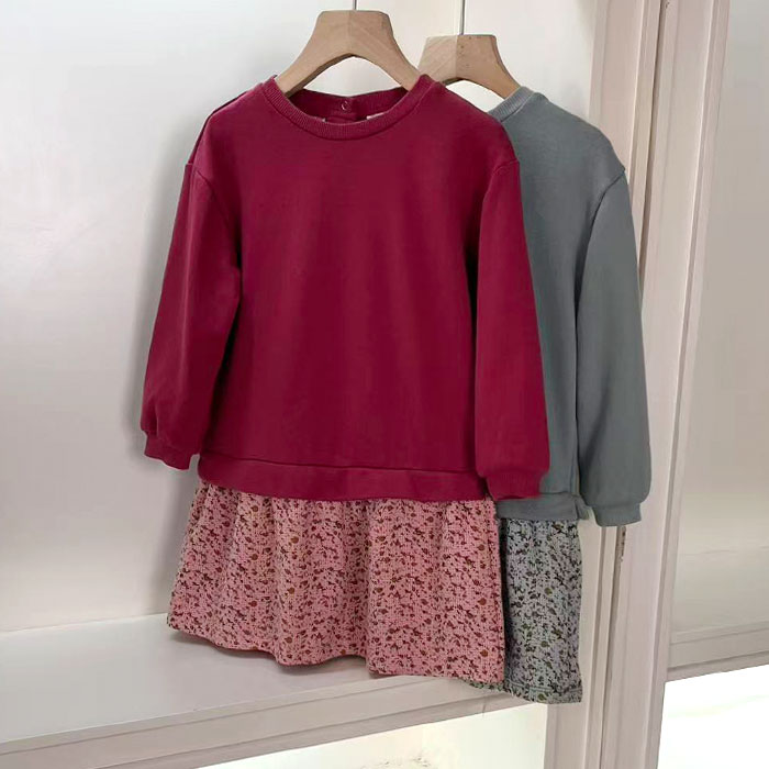 女童长袖连衣裙春秋拼接休闲裙子