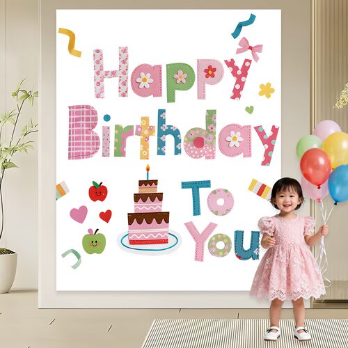 5D立体挂布儿童生日快乐场地布置