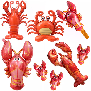 龙虾烤虾气球烧烤啤酒节开业装饰卡通动物麻辣小龙虾气球餐厅拱门