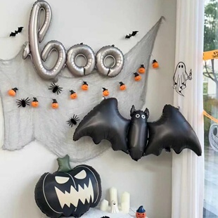 新款万圣节铝膜气球商场装饰品南瓜蝙蝠卡通造型鬼节铝膜气球