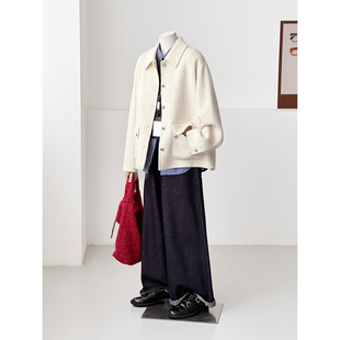 清仓特惠 减龄小个子韩系学院甜美通勤手缝绵羊毛大衣外套HL138