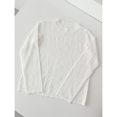 秋冬减龄韩系淑女蕾丝花边领百搭白色打底衫叠穿半高领ZZ060