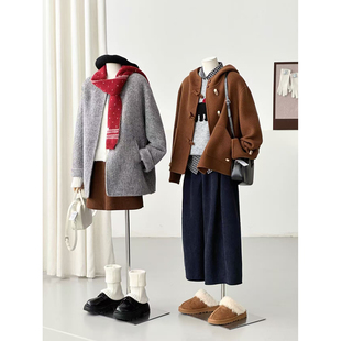 满减连帽毛呢大衣女中长款系带外套温柔风高级感气质HL115-1/ZX15