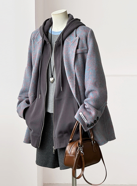 秋冬新桑蚕丝小个子显瘦休闲减龄少女学院羊毛呢大衣外套H27-1