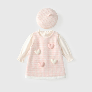 女童独特漂亮连衣裙轻奢小众高端精致秋冬高级感周岁薄绒背心裙子