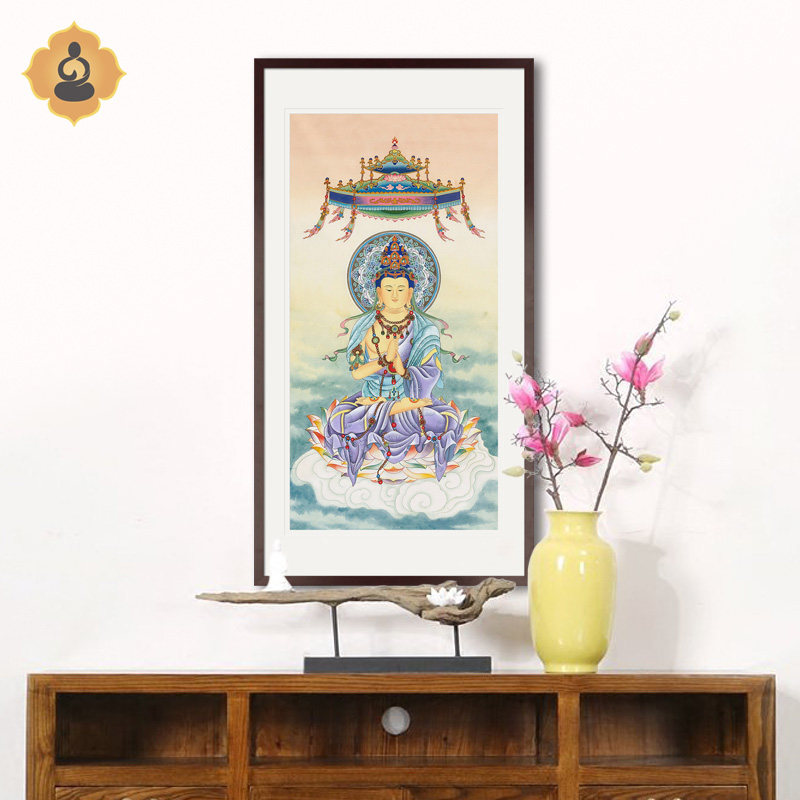 工笔人物佛像国画大日如来毗卢遮那佛菩萨画像中式装饰画框挂画轴