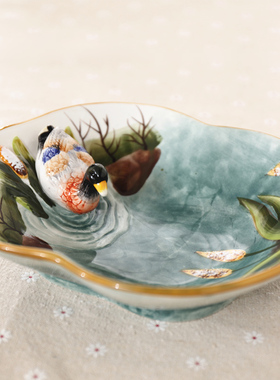 池畔动物收纳小瓷碗特色工艺陶瓷果碗皂盒钥匙收纳碗精致家居礼品