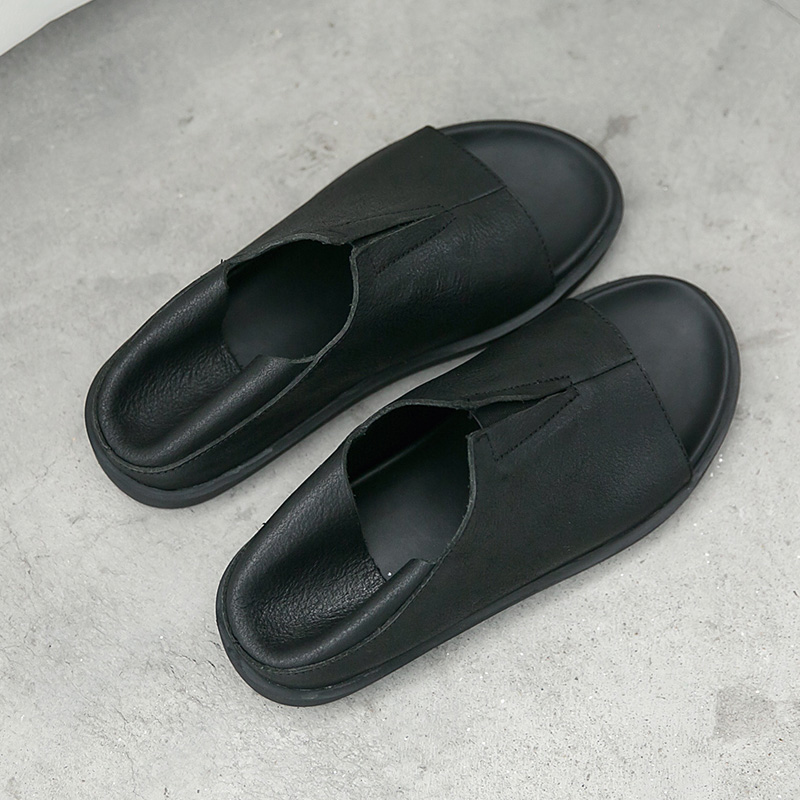 韩国夏季鞋个性真皮罗马凉鞋男士休闲头层牛皮凉鞋  X498