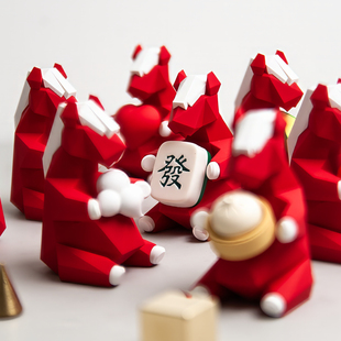 未来生肖现代红色几何马摆件年会伴手礼企业送客户小礼品新年礼盒