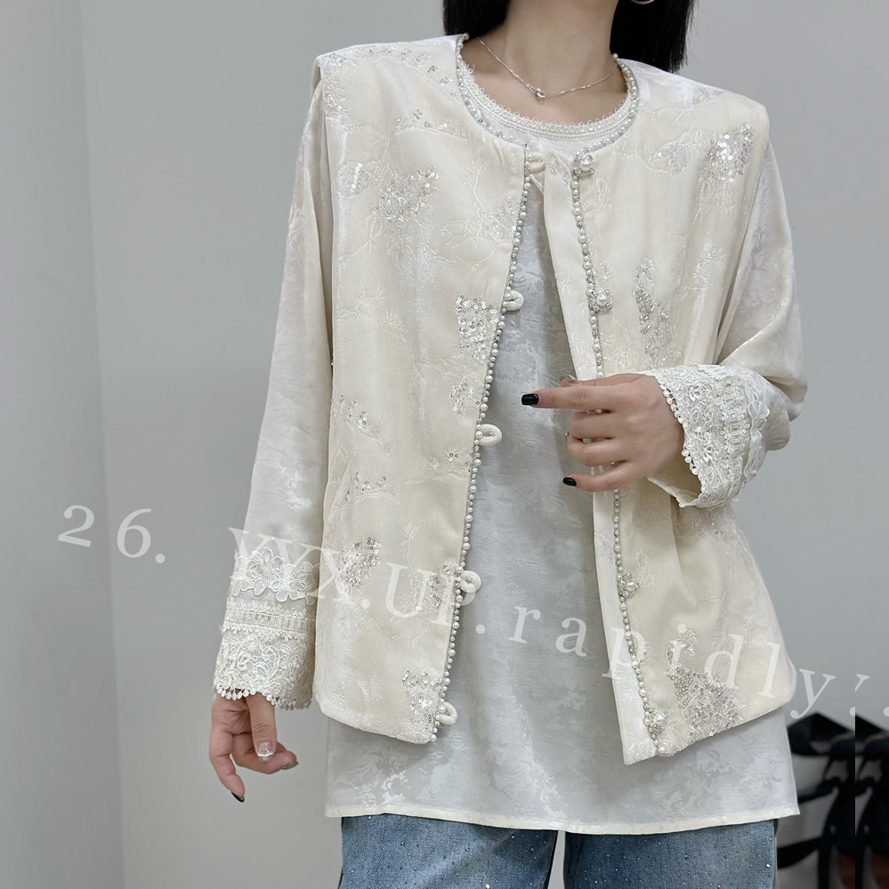 UP5112春季加大码国风马夹女 210斤胖妹mm新中式缎面钉珠马甲外套,女装/女士精品,常规大码外套,淘宝优惠券,粉丝福利购,淘宝优惠卷