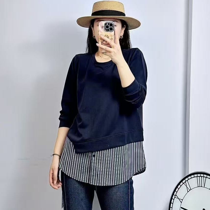 米莱奇5809秋加大码卫衣女假两件