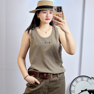 200斤胖妹mm弹力纯棉洋气宽肩吊带打底衫 背心女 3096秋加大码 特