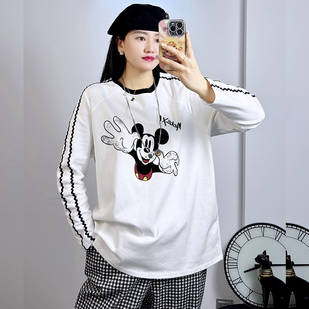 宜语析5838冬加大码磨毛卫衣女 210斤胖mm纯棉显瘦减龄长袖打底衫