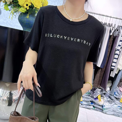宜语析6588秋加大码短袖T恤女胖m