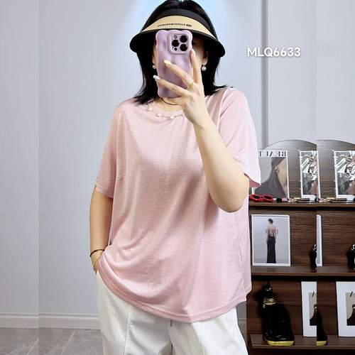 米莱奇6633夏加大码短袖T恤女胖m