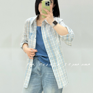 格子衬衣 宜语析6008春加大码 200斤胖妹mm长袖 两件套女 吊带 衬衫