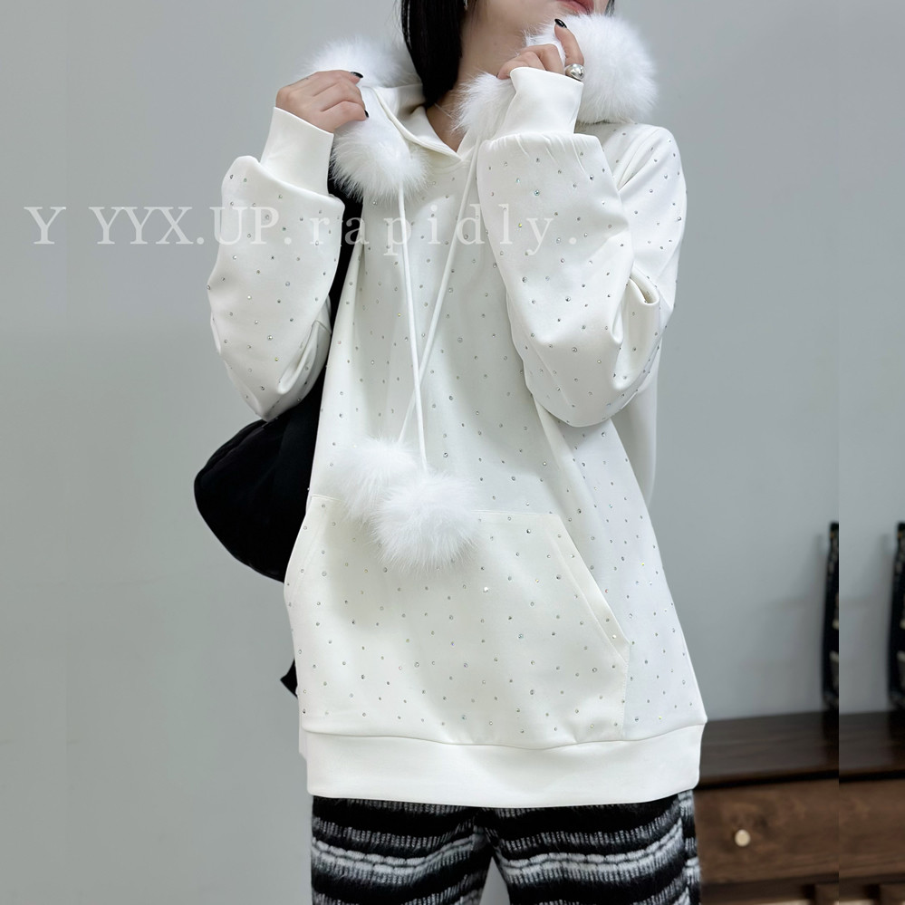 UP3281春加大码卫衣女 200斤胖妹mm空气棉烫钻长袖毛领连帽慵懒衫,女装/女士精品,大码内搭,淘宝优惠券,粉丝福利购,淘宝优惠卷