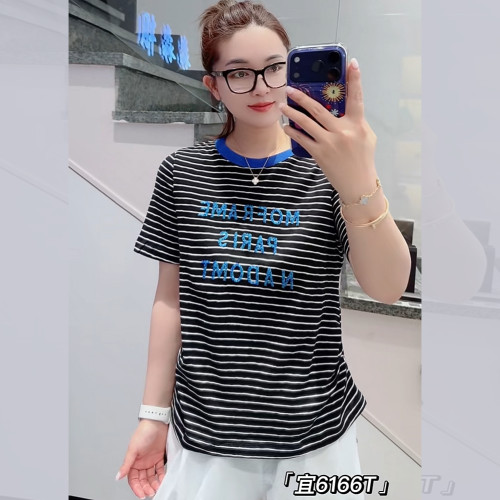 宜语析6166夏加大码短袖T恤女胖m