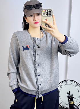 宜语析5779冬加大码卫衣女 210斤胖妹mm甜美木耳边长袖打底开衫厚