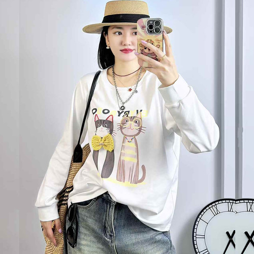 米莱奇6102春加大码卫衣女打底衫