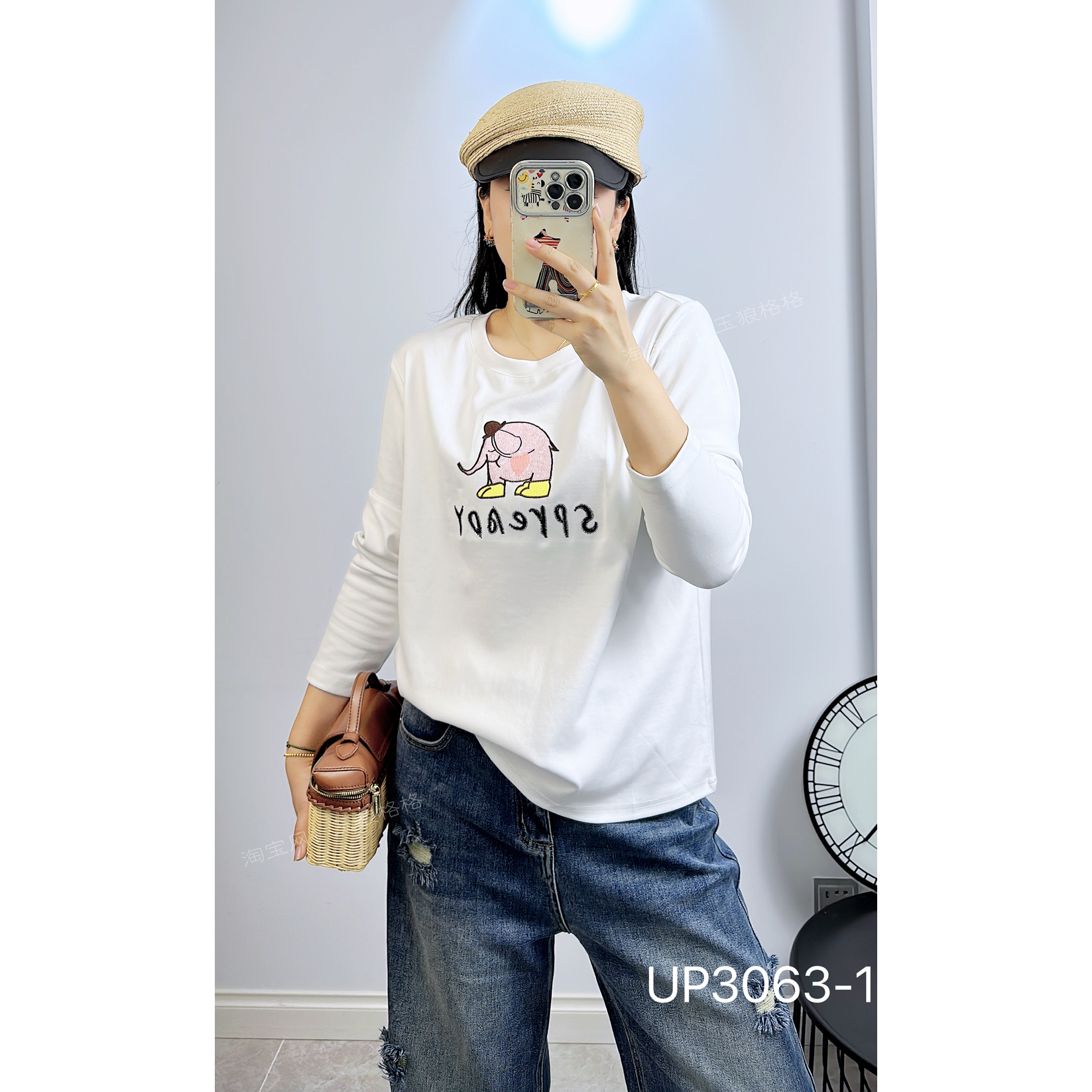 特！3063-1秋加大码卫衣女 200斤胖妹m纯棉减领潮牌长袖T恤打底衫