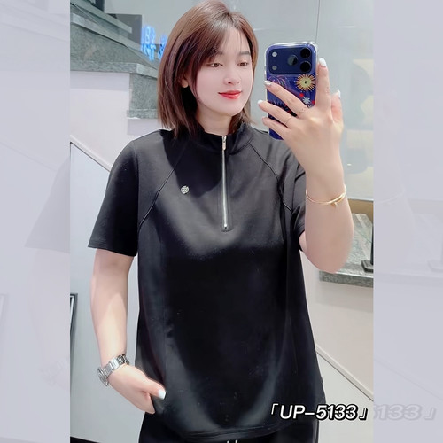 UP5133春夏加大码短袖T恤女立领