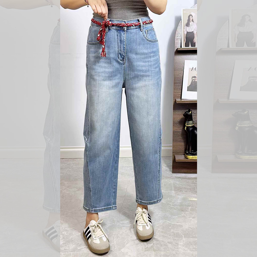 宜语析5950春加大码牛仔裤女 210斤胖妹mm松紧中高腰九分老爹裤子,女装/女士精品,大码裤装,淘宝优惠券,粉丝福利购,淘宝优惠卷