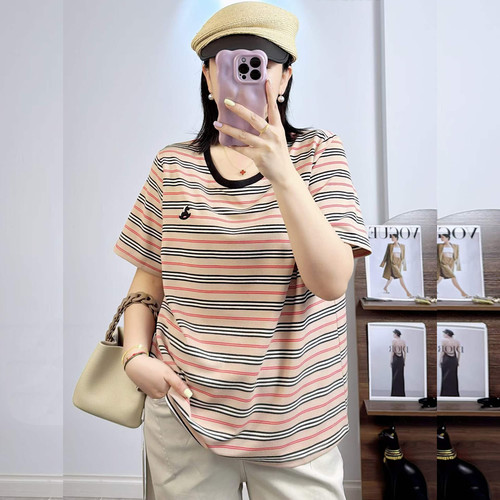 米莱奇6683夏加大码短袖T恤女胖m