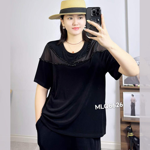 米莱奇6626夏加大码短袖T恤女胖m