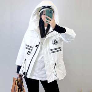 宜语析3753冬加大码羽绒服女 200斤胖妹mm时尚收腰90白鹅绒冲锋衣