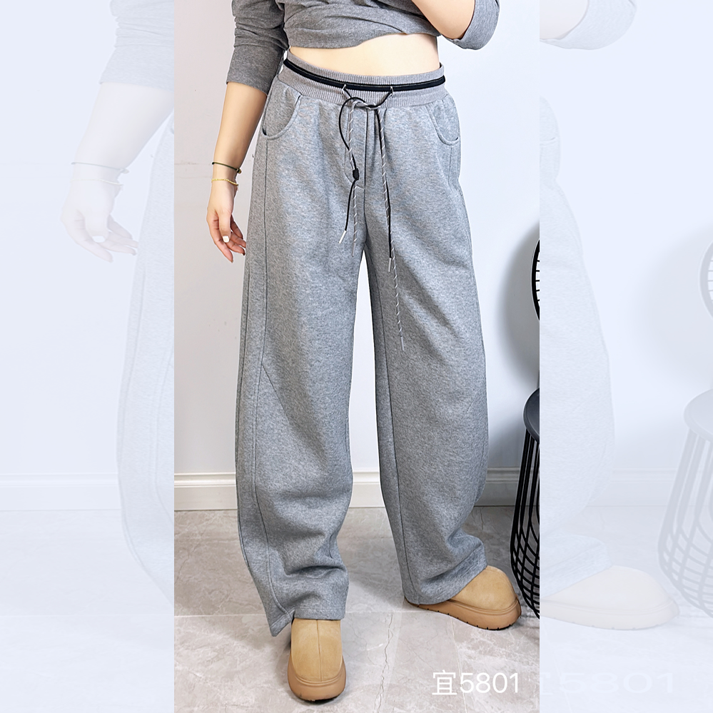 宜语析5801冬大码加绒休闲长裤女