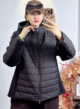 米莱奇6916冬加大码棉服女 210斤胖妹mm连帽收腰显瘦轻薄短款棉衣