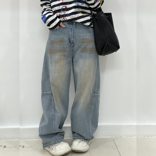 宜语析6066春加大码牛仔裤女胖mm