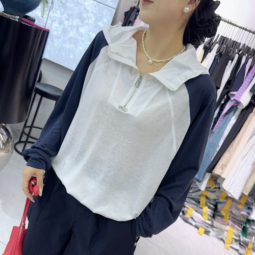 宜语析6270夏加大码防晒衫女 190斤胖妹mm超薄冰爽棉连帽长袖T恤