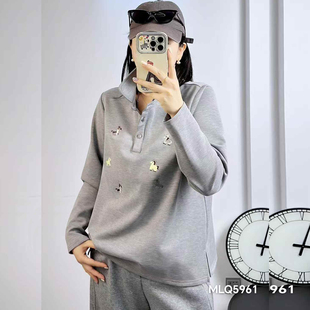 POLO打底衫 200斤胖妹mm空气棉长袖 加绒卫衣女 米莱奇5961冬大码