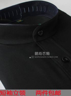 男式半袖占领净面纯黑特价衬衫