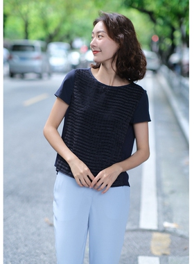 小码特价! 法式短袖雪纺衬衫T恤上衣设计感小个子夏