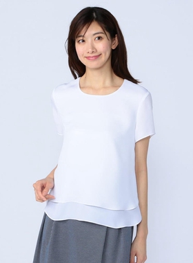 ke1th白色雪纺短袖衬衫气质上衣女轻奢高级感夏薄款时尚减龄洋气