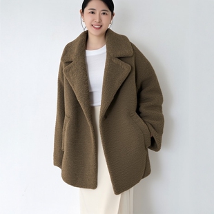巨好看的摇粒绒羊羔绒毛毛外套翻领大衣女款2025新款冬季加厚