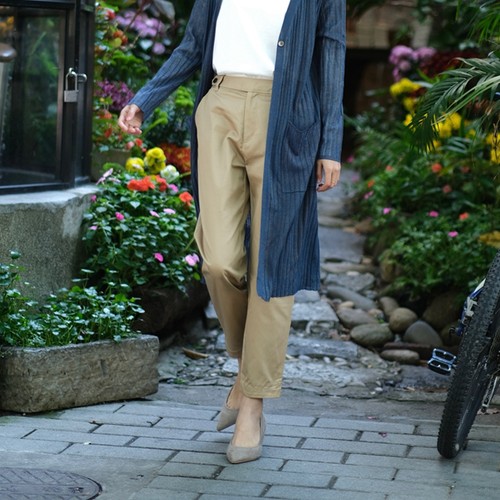 高腰长裤开叉qualite西裤