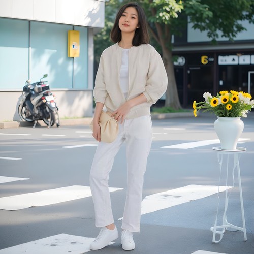 直筒显瘦白色牛仔裤浅蓝色休闲长裤子女2025年新款春款