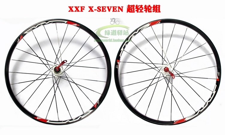 正品 XXF DX-SEVEN 超轻山地轮组 前2后4轴承 24孔扁辐条 黑白