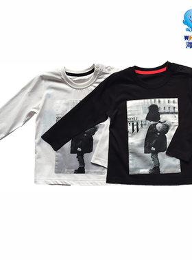 海威迩童装2024秋冬新品男小童女小童圆领全棉纯色长袖T恤2383011