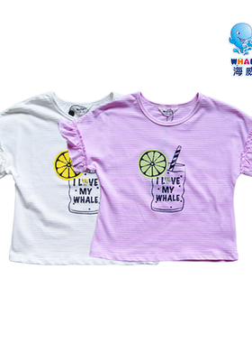2024年春夏新品海威迩童装女中大童印花冰柠檬短袖T恤181024有170