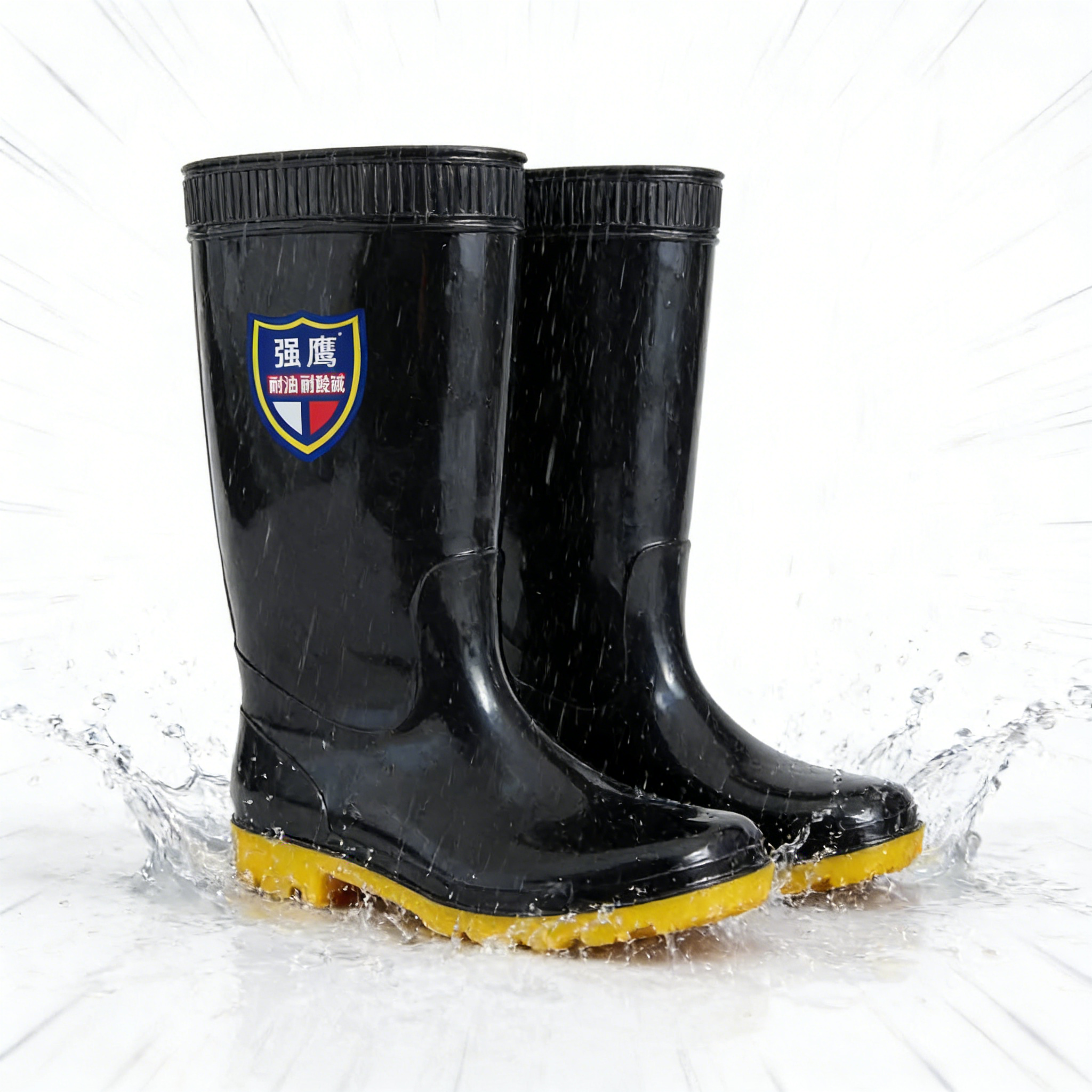 强鹰高筒雨鞋男士黑色高帮防水防滑工作耐油耐酸碱水鞋钓鱼胶鞋,居家日用,雨鞋/雨靴,淘宝优惠券,粉丝福利购,淘宝优惠卷