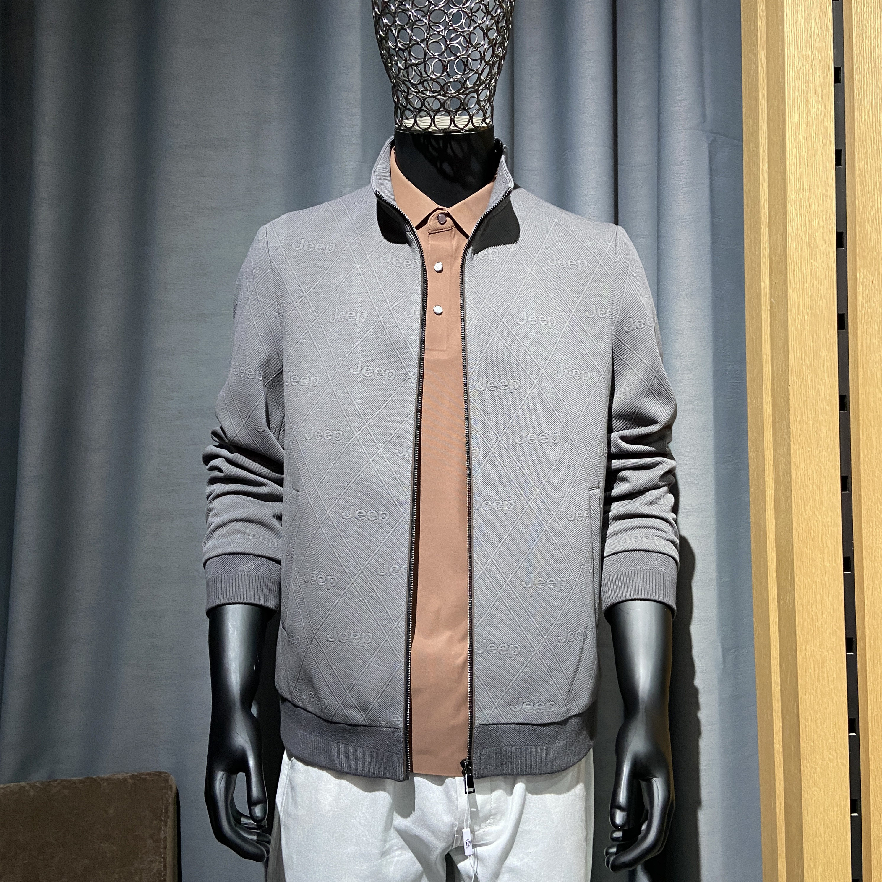 男士立领休闲夹克 含羊毛  高品质 品牌正品 提花带弹力 男装外套