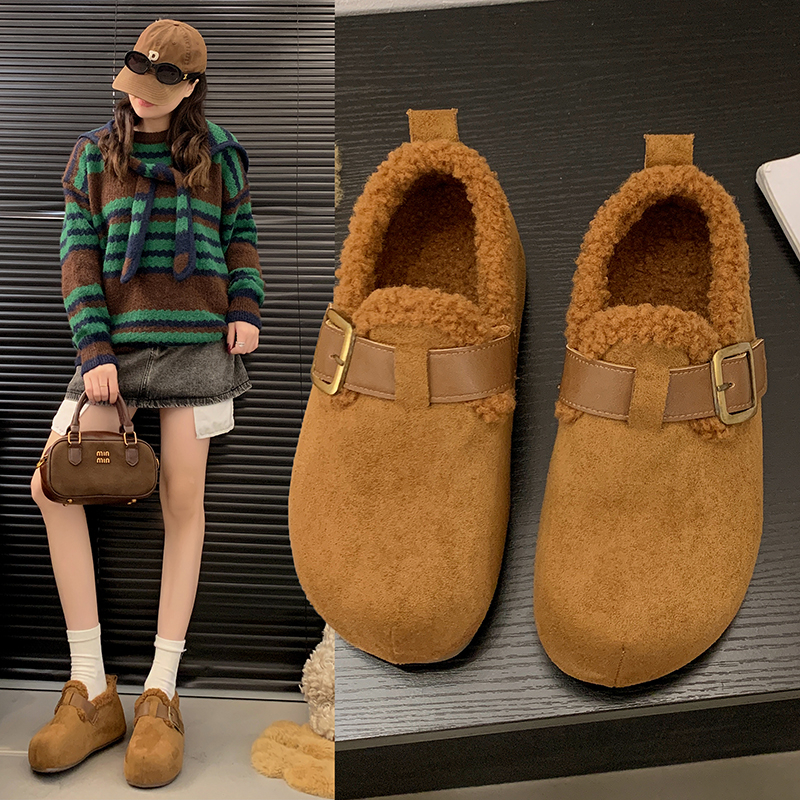 冬新款厚底内增高全包勃肯鞋棉鞋