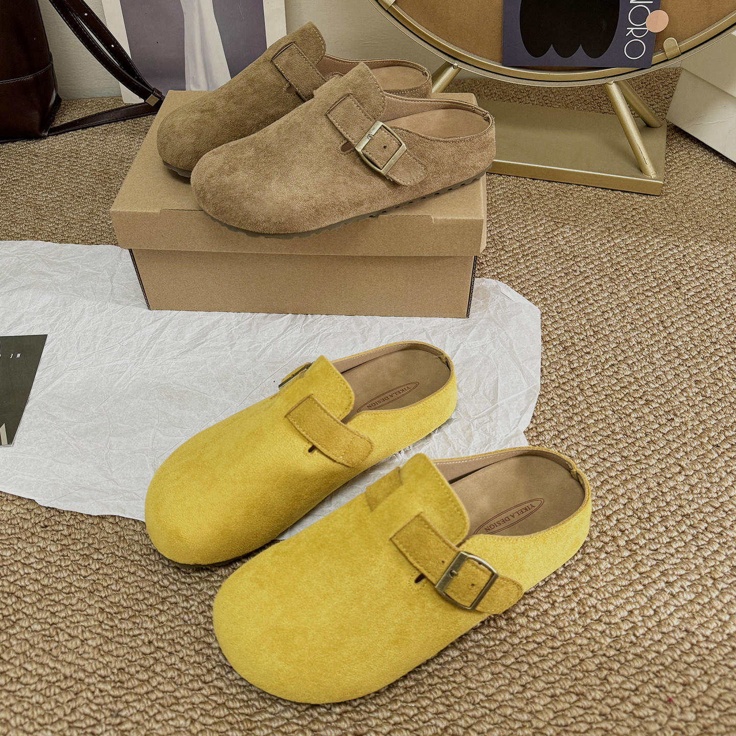 2026早春新款平底内增高勃肯拖鞋外穿一脚蹬包头半拖休闲博肯单鞋,女鞋,包头拖,淘宝优惠券,粉丝福利购,淘宝优惠卷