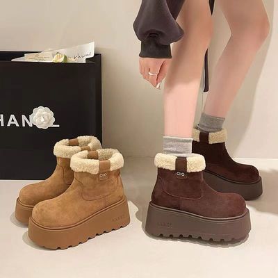 羊羔毛厚底雪地靴女保暖勃肯短靴